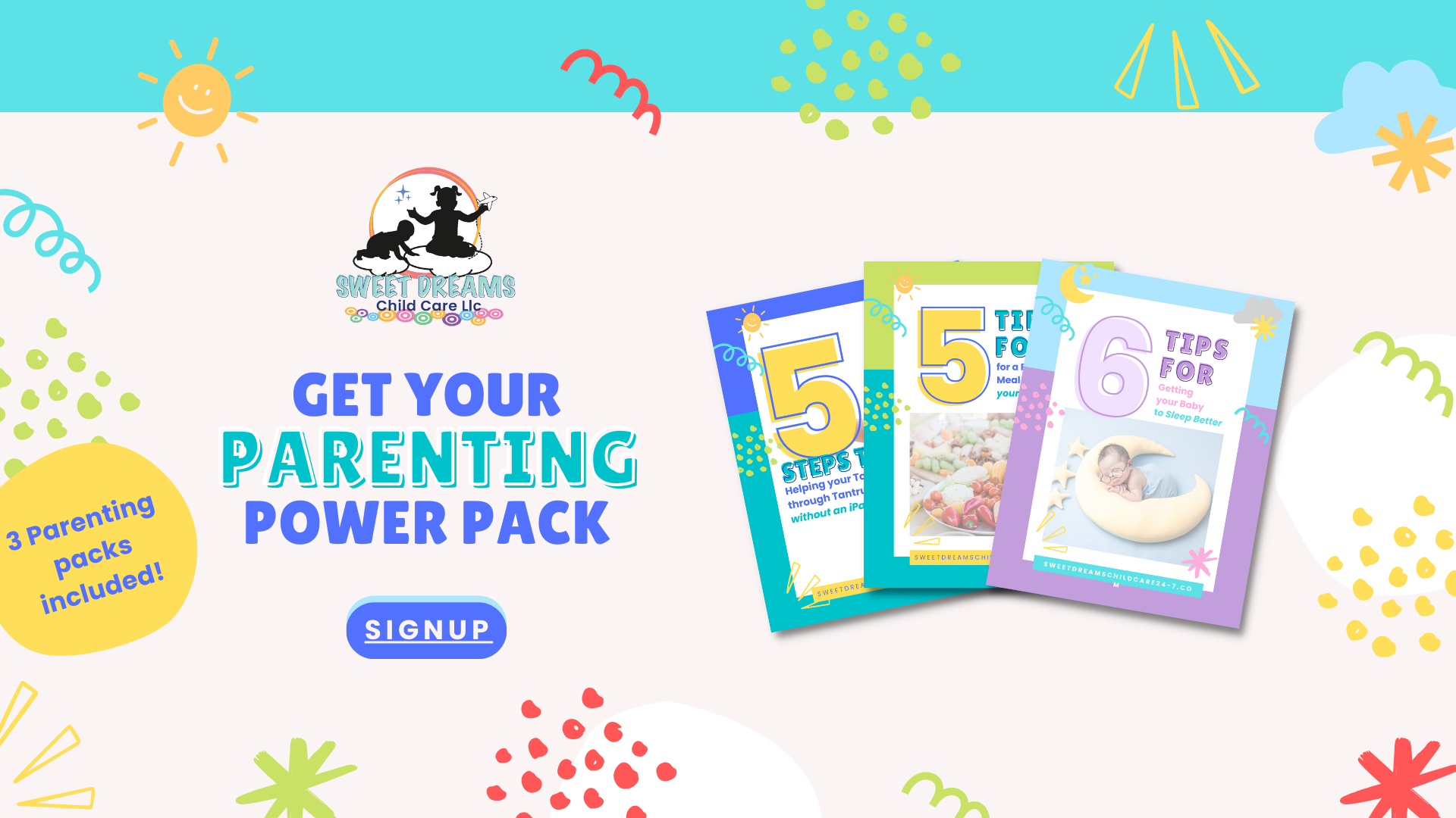 Parenting Power PAck to help parents with their babies or toddlers sleep, meal times and tantrums
